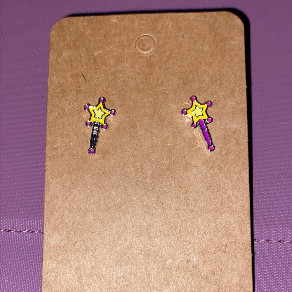 Yellow and Purple Star Trail Jewelry Earrings